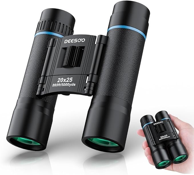 20X25 Compact Pocket Binoculars for Adults Bird Watching - Deesoo Small Lightweight Pocket Binoculars for Kids - Mini High Powered Folding Binoculars for Travel Hunting Concerts Hiking