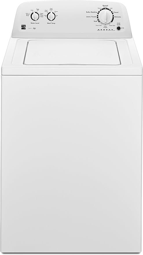 Kenmore Top-Load Washer with Dual Action Agitator, Stainless Steel Top Loader Laundry Washing Machine, 3.5 cu. ft. Capacity White